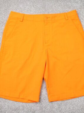 Puma Shorts Mens 36 Orange Tech DryCell Performance 11" Golf Flat Front Stretch